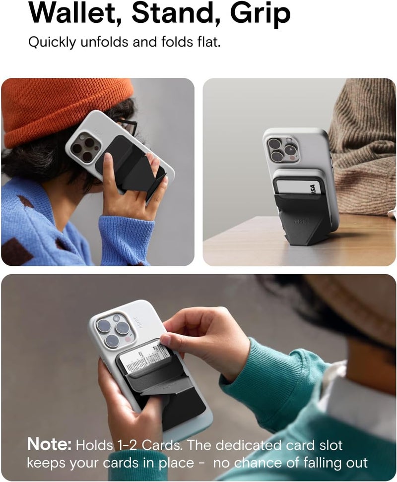 MOFT Magnetic Wallet Stand Compatible with iPhone 17/16/15/14/13/12 Series, Angle Adjustment & Magsafe Compatible MOVAS Phone Stand,Jet Black - Image 2